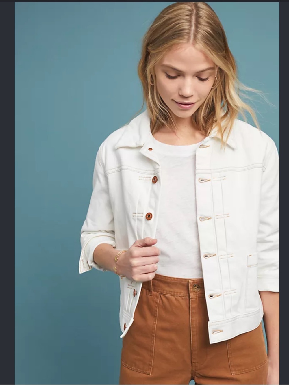 Ag Adriano Goldschmied White Cropped Denim Jacket